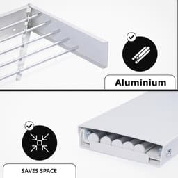 Inklapbaar Wanddroogrek Aluminium - Ruimtebesparend Droogrek voor Wasgoed 100 x 50 cm — thumbnail 5