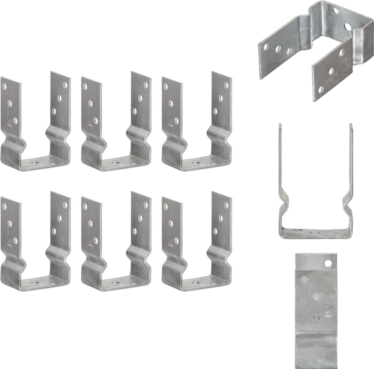 vidaXL - Grondankers - 6 - st - 9x6x15 - cm - gegalvaniseerd - staal - zilverkleurig — afbeelding 1