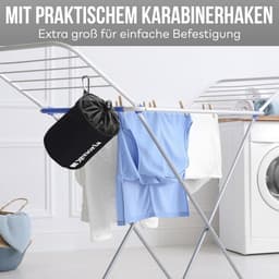 Wasknijperzak - Klemhouder - Wassen ophangen - Robuust Oxford stof - Ruimte 250 klemmen - Zwart — thumbnail 4