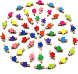 Kleurige Houten Foto Clips - 50 Pack Mini Wasknijpers voor Creatieve Decoratie — thumbnail 1