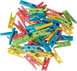 Mini-wasknijpers Hout 2,5 cm - 48 Stuks in Bonte Kleuren voor Decoratie en Knutselen — thumbnail 1