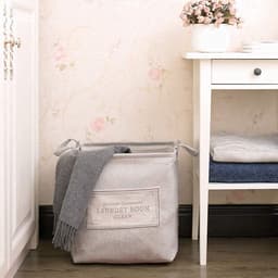 Wasmand wasbak ronde wasbak lichtgrijze wollen wasmand ronde wasmand kleding opbergdoos opvouwbare wasmand voor vuile was — thumbnail 3