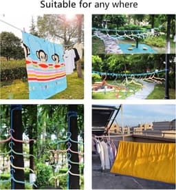 3 stuks Waslijn - Waslijndraad - Drooglijnen - Wasdraad - 5M - Winddichte antislip waslijn - Campingaccessoires - Outdoor - Draagbaar Droogtouw voor outdoor, camping, reizen, hanger of thuisgebruik — thumbnail 5