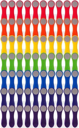Regenboog wasknijpers - 70 stuks - kleurrijk - roestvrijstalen veren - softgrip - licht grijs - milieuvriendelijke verpakking — thumbnail 1