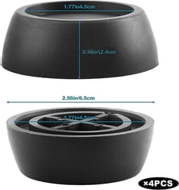 Trillingsdempers Wasmachine - 4 stuks Wasmachine schokdempers - Voetdemper - Geluidsisolator - Extra dikke schokdemper - Voor wasmachine - Droger - Rubberen voetjes (4 stuks - Zwart) — thumbnail 5