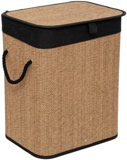 5Five Wasmand met deksel - bamboe hout - 60 Liter- naturel zwart - 41 x 30 x 50 cm — thumbnail 1
