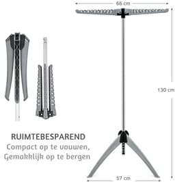 Artmoon Cedar - Stevig Ruimtebesparend Inklapbaar Droogrek - Opvouwbaar Staand Wasdroogrek - Was Droger Rek Toren - Kleding Wasrek Hangrek Voor 63 Kleding Hangers - Droogtoren 2 Volle Wastrommels - Voor Badkamer/Balkon/Binnen/Buiten - Opklapbaar — thumbnail 2