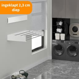 WoonWonder Wanddroogrek – Droogrek - Inklapbaar Droogrek - Wasrek Hangend - Uitschuifbaar - Muurdroogrek - 4m Drooglengte - 80 cm - 4m Drooglengte - Wit — thumbnail 3
