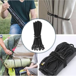 28 Stuks Multifunctionele Expanders met Haken - Herbruikbare Elastische Touwen voor Dekzeilen en Camping - 25 cm - Zwart — thumbnail 3