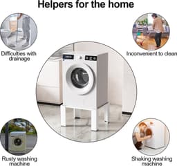 Wasmachine verhoger 63x54x32 cm - Wasmachine opbouwmeubel - Wasmachine sokkel - Wasmachine Kast Max 100kg - Wit — thumbnail 3