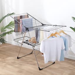 Kledingdroger, opvouwbare kledingdroger met 2 niveaus voor het drogen van kleding, met in hoogte verstelbare vleugels, draagbare binnen-buitendroger voor kleding en handdoeken — thumbnail 3