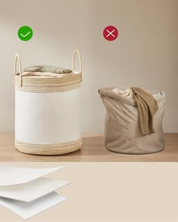 Wasmand 60 L Opbergbak met Deksel Katoenen Touw Handvat Trekkoord voor Kleding Dekens Woonkamer Slaapkamer 41 x 41 x 46 cm Kameelbruin RLH060K01 — thumbnail 4
