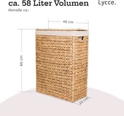 Ruimtebesparende Wasmand met Deksel - Gevlochten Waterhyacint, 58 Liter — thumbnail 3