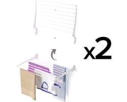 2x Foxydry Fold 82 cm white wasdroogrek wandmontage clicksysteem - 82 x 50 x 10 cm