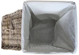 Rieten Wasmand Groot 50cm | Deksel & Linnen Voering | Zwarte Leren Handgrepen | Handgemaakt Indonesië — thumbnail 3