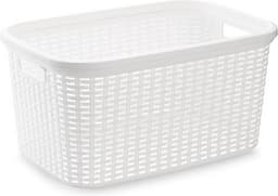 Plasticforte Wasmand - 3x stuks - 35 liter - rotan - wit - kunststof - 53 x 36 x 26 cm — thumbnail 2