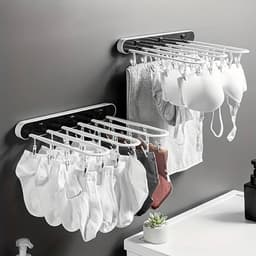 Borvat®, 1-delig balkondroogrek, droogrek met meerdere clips, ondergoedrek voor raamsokken, geen punch-opslag, opvouwbare droogwaslijn voor huishoudelijk gebruik — thumbnail 3