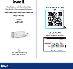 kwali.® Waslijn Uittrekbaar - Waslijndraad met stalen kern - Wasdraad - Wasrek alternatief - Roldrooglijn - Uittrekbare Waslijn - 8,8 m drooglengte — thumbnail 4