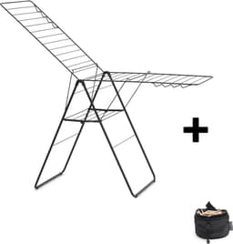 Brabantia HangOn Droogrek 25m - Inklapbaar Wasrek - met Wasknijpertasje - Matt Black — thumbnail 1