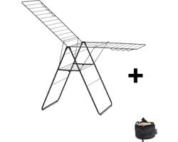 Brabantia HangOn Droogrek 25m - Inklapbaar Wasrek - met Wasknijpertasje - Matt Black — afbeelding 1