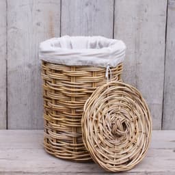Migo Styling - Kleine mand rond - Met binnenzak - Naturel - Rotan - Riet - Dia 28 cm - Toilet - Badkamer — thumbnail 3