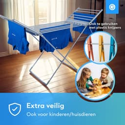 Premium Elektrisch Wasrek met Verwarming 230W - Wasrek - Verwarmd Droogrek - Wit - Silvergear — thumbnail 3