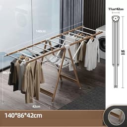 Opvouwbaar Droogrek voor Kleding - In Hoogte Verstelbaar en Ruimtebesparend — thumbnail 3