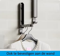 James & Mace® Droogrek Deur –Wanddroogrek - Deurhaken Over Deur – Droogrek Hangend – Opvouwbaar en uitschuifbaar – Badkamer – Slaapkamer – Op Reis — thumbnail 5