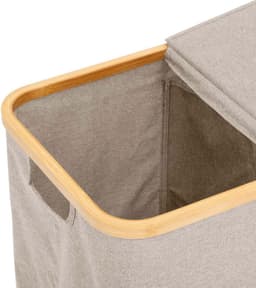 5Five Wasmand dubbel compartiment - polyester - met deksel - beige - 53 x 33 x 54 cm - 80 liter - Tidy Box - Opvouwbaar — thumbnail 4