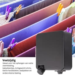 DailySupplies® Waslijn Uittrekbaar - Wanddroogrek - Wasdraad - Zwart — thumbnail 2