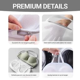 Consumerce® 4 Stuks BH Waszakken – Wit – Waszak – Wasgoed – Met Rits – Lingerie – Laundry Bag – Waszakje – Wasnet – Wasnetten – Wasnetje – Wassorteerder – Wasmachine - Waszakjes — thumbnail 2