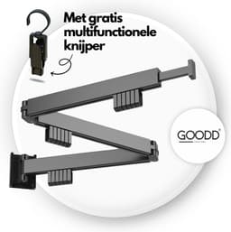 GOODD® - Droogrek - Wasrek - Wanddroogrek - Zwart - Inklapbaar - Rvs — thumbnail 1