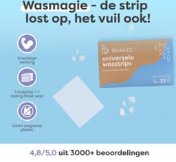 Brauzz Wasstrips Geurloos - Wasmiddeldoekjes voor Witte, Gekleurde en Zwarte Was - Wasmiddel Strips - Wasmiddel Vellen - Laundry Strips (32 wasbeurten) — thumbnail 5