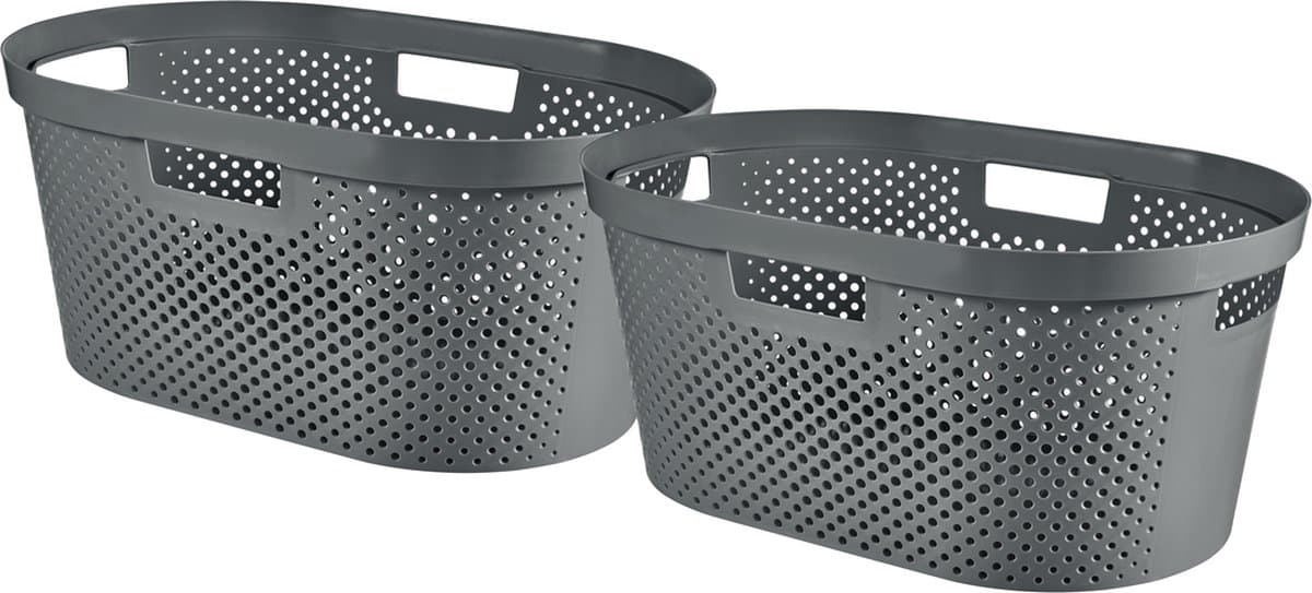 Curver Infinity Recycled Dots Wasmand - 40L - 2 stuks - Donkergrijs — afbeelding 1