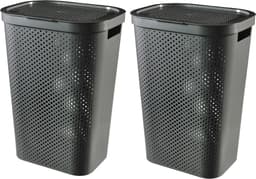 Curver Infinity Recycled Wasmand met deksel - 60L - 2 stuks - Antraciet — thumbnail 1