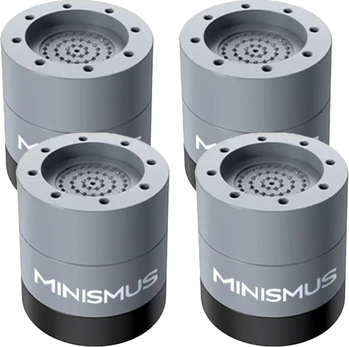 Minismus Wasmachine Verhoger Set van 4 stuks - Zwarte demper Pads - Antislipmatjes - 6 CM -Antislip Wasmachine Voeten - Trillingsdempers Wasmachine - Geluidsdemper Wasmachine - Anti Vibratie Wasmachine - Anti Vibratie Pads - Wasdroger Verhoger — afbeelding 1