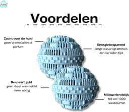 Ecologische Wasbol - Ecologische Wasbal - 2 stuks - Lichtblauw - Wasbal - Duurzaam - Wasmachine - Keramische Balletjes - Geen Wasmiddel — thumbnail 2