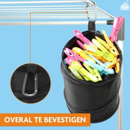 LaundrySpecialist Wasknijpertasje inclusief 20 soft grip Wasknijpers - Zwart - Inclusief stevige ophanghaak — thumbnail 4