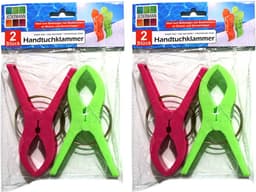 Jedermann Handdoekknijpers XL - 10x - groen/roze - kunststof - 12 cm - wasknijpers — thumbnail 1