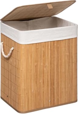 5Five Wasmand van bamboe - 60 liter - 41 x 30 x 50 cm - met deksel — thumbnail 3