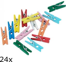 Multicolor mini wasknijpertjes, 24 stuks, voor het ophangen van kaartjes e.d. — thumbnail 1