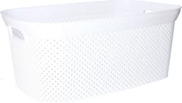 Wasmand - wit - kunststof - 34 x 54 x 23 cm - 35 liter - met handvatten - manden voor wasgoed — thumbnail 3