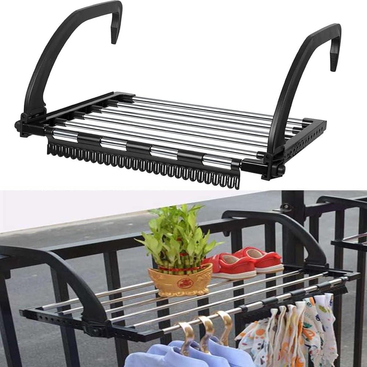 Droogschoenenrek voor balkon en vouwraam - wandluierdroger en radiator-wasdroger - op te hangen wasrek opvouwbaar - indoor handdoekhouder - 40 cm folding wall laundry rack — afbeelding 1