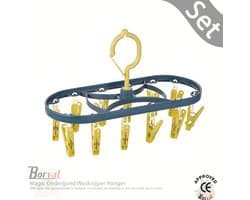 Borvat® - Magic Ondergoed Wasknijper Hanger 360 Opvouwbare Waslijn Multifunctionele Ruimtebesparend Goedkope Betaalbare 12 Wasknijpers Kleerhanger 12 Wasknijpers - Set — afbeelding 1