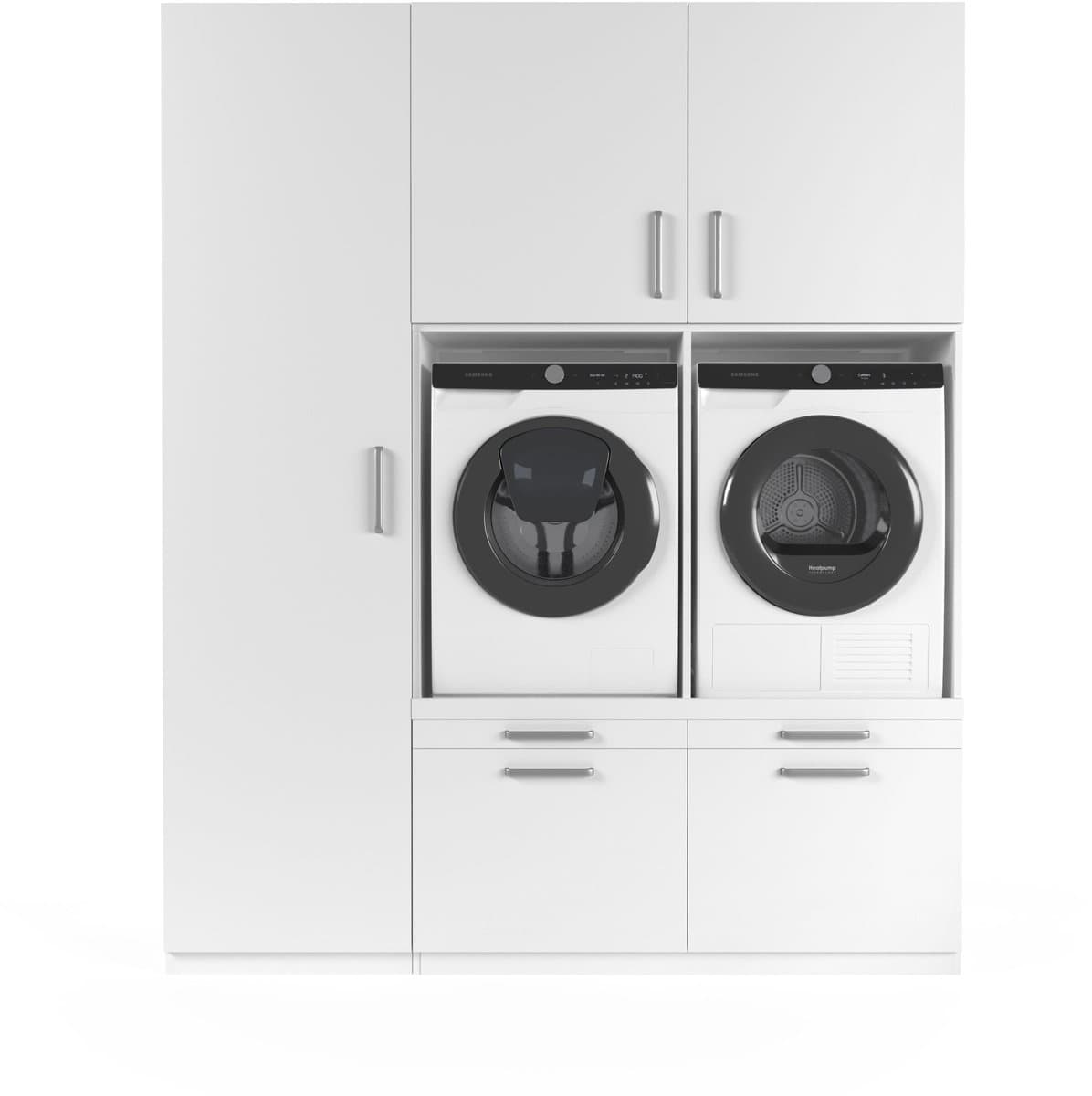 Wasophoogte® Wasmachine Kast Stockholm - Wasmachine verhoger - Wasmachine ombouw - 700(D)*1930(B)*2350(H) mm - Wit — afbeelding 1