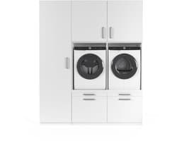 Wasophoogte® Wasmachine Kast Stockholm - Wasmachine verhoger - Wasmachine ombouw - 700(D)*1930(B)*2350(H) mm - Wit