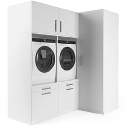 Wasophoogte® Wasmachine Kast Bern - Wasmachine verhoger - Wasmachine ombouw - 700(D)*2030(B)*2110(H) mm - Wit — thumbnail 4