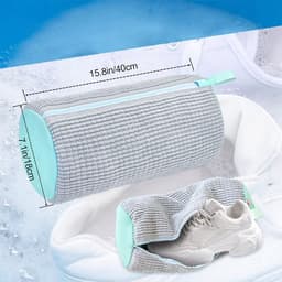 Schoenwaszak - Waszak voor Schoenen - Grijs-groen 40x18cm Set van 2 - Beschermende Waszak voor Wasmachine - Voor Sportschoenen & Sneakers — thumbnail 5