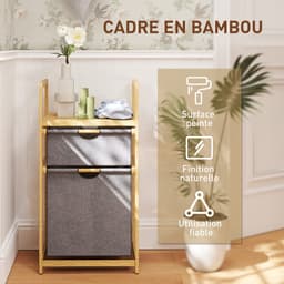 HOMCOM-Wasmand-44x34x84,5cm-Bamboe-Natuurlijk Hout — thumbnail 3