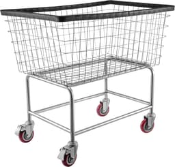 Wasmand van Draad, 17 Liter, 89 cm x 40 cm x 56 cm Commerciële Mand met Wielen, Verchroomd Stalen Frame, 12,7 cm Wielen, Voor Wasgoed — thumbnail 2